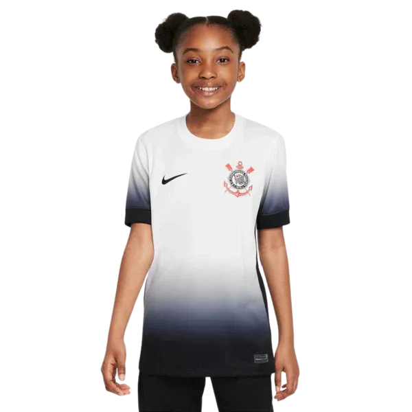 Camisa de Futebol — Conjunto Infantil Corinthians I 24/25 - Branco e Preto