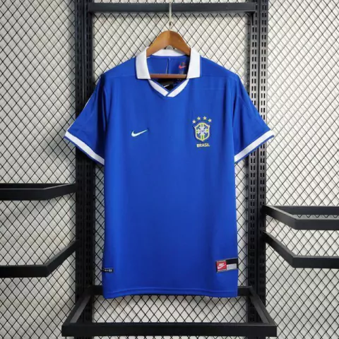 Camisa Retrô Brasil Away 1997 - Azul - Torcedor