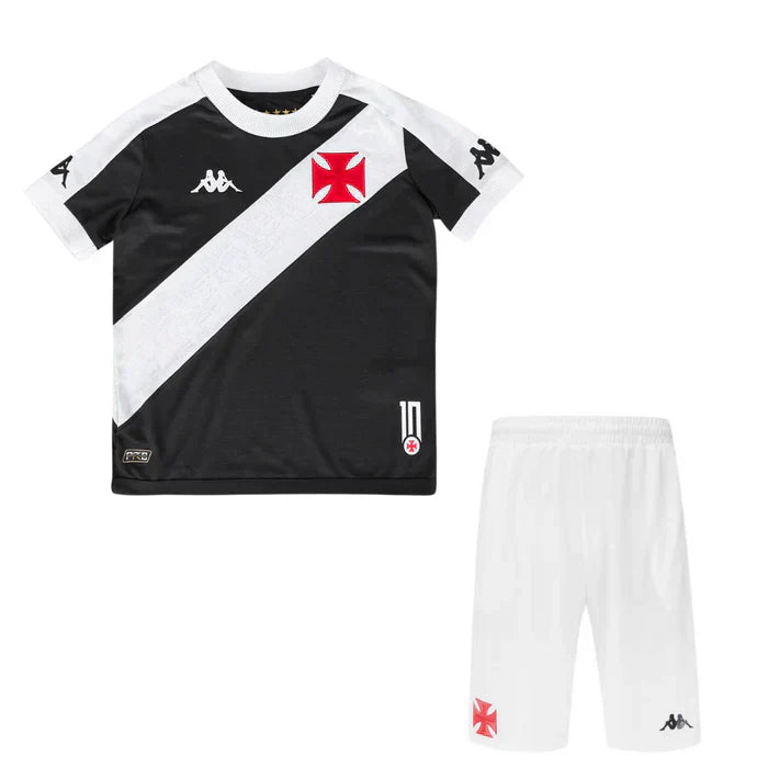 Camisa de Futebol — Conjunto Infantil Vasco I 24/25 - Preto e Branco